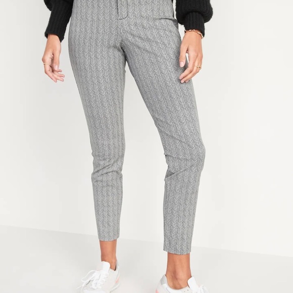 Old Navy Size 18 High-Waisted Pixie Printed Ankle Pant Charcoal Houndstooth - Picture 3 of 4